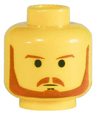 Minifigure, Head Beard with Brown Eyebrows, Moustache and Beard, Black Chin Dimple Pattern
