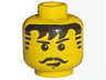Minifigure, Head Black Thin Eyebrows, Curled Moustache, Hair with Bangs, Striped Sideburns and Chin Dimple, Small Lopsided Open Mouth Smile Pattern