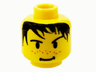 Minifigure, Head Male Spiky Black Hair, Nose Freckles and Smirk Pattern