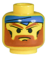 Minifigure, Head Beard with Angry Brown Eyebrows, Moustache and Blue Bandana Pattern