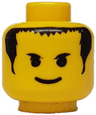 Minifigure, Head Male Smile, Black Eyebrows, Short Bangs and Long Hair Pattern