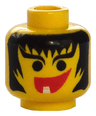 Minifigure, Head Female with Hair Framed Face, Eyebrows and 1 Tooth in Mouth Pattern