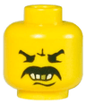 Minifigure, Head Moustache Angry, White Teeth and Gold Tooth Pattern