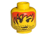 Minifigure, Head Red Eyebrows and Hair with Black Outline, Stubble, Chin Dimple, Scowl Pattern