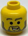 Minifigure, Head Dark Gray Eyebrows, Moustache and Beard, Open Mouth Smile with Teeth Pattern
