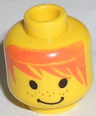 Minifigure, Head Male Messy Orange Hair, Smile Pattern