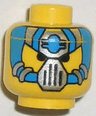 Minifigure, Head Alien with Blue and Silver Mask Type 1 Pattern