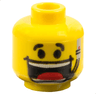 Minifigure, Head Black Eyebrows, Headset with Microphone, Huge Open Mouth Smile with Teeth Parted and Red Tongue Pattern