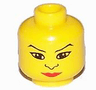 Minifigure, Head Female Black Hair, Large Eyes, Nose, Red Lips Pattern