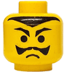 Minifigure, Head Black Pointed Eyebrows, Moustache, and Hairline, Frown Pattern