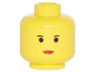 Minifigure, Head Female Black Thin Eyebrows, Eyelashes, Small Eyes, Red Lips Pattern