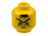 Minifigure, Head Black Hair Tuft, Closed Eyes, Dark Gray Eyelids, Freckles Stubble Pattern
