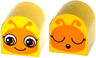 Duplo, Brick 2 x 2 x 2 Slope Curved Double with Orange Insect Face Eyes Open Awake / Eyes Closed Asleep Pattern