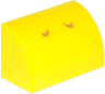 Slope, Curved 1 x 2 with Bottom Stud Holder with 2 Dark Orange Curved Lines Pattern (Super Mario Baby Yoshi / Koopa Troopa / Paratroopa / Yellow Yoshi Nostrils)