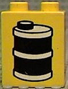 Duplo, Brick 1 x 2 x 2 with Black and White Oil Drum / Barrel Pattern