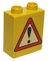Duplo, Brick 1 x 2 x 2 with Road Sign Exclamation Mark Pattern