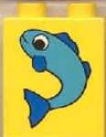 Duplo, Brick 1 x 2 x 2 with Fish Small Pattern