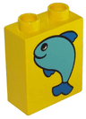 Duplo, Brick 1 x 2 x 2 with Large Fish Pattern