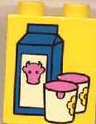 Duplo, Brick 1 x 2 x 2 with Blue Milk Carton and White Cups Pattern