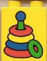 Duplo, Brick 1 x 2 x 2 with Stacking Toy Pattern