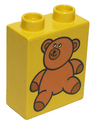 Duplo, Brick 1 x 2 x 2 with Brown Teddy Bear Pattern