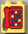 Duplo, Brick 1 x 2 x 2 with Red Telephone with Blue and Green Round Buttons Pattern