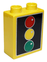 Duplo, Brick 1 x 2 x 2 with Traffic Light Pattern