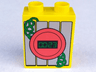 Duplo, Brick 1 x 2 x 2 with Digital Display with '00:23' and Green Coiled Wire Pattern