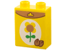 Duplo, Brick 1 x 2 x 2 with Seed Packet, Medium Nougat Seeds, Flower on White Background Pattern