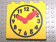 Duplo, Brick 1 x 4 x 3 with Movable Red Clock Hands and Yellow Clock Face with Black Numbers Pattern