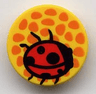 Tile, Round 2 x 2 with Orange Spots / Flower Center and Red Ladybug Pattern