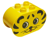 Duplo, Brick 2 x 4 x 2 Rounded Ends with Tiger Face Pattern