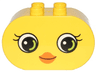 Duplo, Brick 2 x 4 x 2 Rounded Ends with Small Beak and Eyes with Eyelashes Pattern (10817)