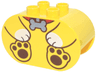 Duplo, Brick 2 x 4 x 2 Rounded Ends with Reddish Brown Puppy Dog Body, White Paws, Red Collar and Silver Bone Tag Pattern