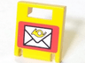 Container, Box 2 x 2 x 2 Door with Slot with White Envelope with Yellow Horn on Red Background Pattern