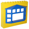 Fabuland Building Wall 2 x 10 x 7 with Blue Bay Window