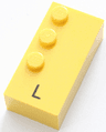 Brick, Braille 2 x 4 with 3 Studs with Black Capital Letter L Pattern (dots-123 ⠇)