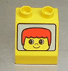 Duplo, Brick 2 x 2 x 1 1/2 Slope 45 with Boy Head with Red Short Hair Pattern