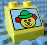 Duplo, Brick 2 x 2 x 1 1/2 Slope 45 with Clown Head on White Background Pattern