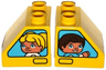 Duplo, Brick 2 x 2 x 1 1/2 Slope 45 with Window with Boy / Girl Pattern