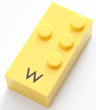 Brick, Braille 2 x 4 with 4 Studs with Black Capital Letter W Pattern (dots-2456 ⠺)