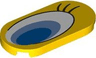 Tile, Round 2 x 4 Oval with Large Blue, Medium Blue and White Eye with Black Eyelashes Pattern Model Right Side (Tweety Bird)