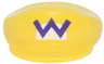 Large Figure Headgear, Super Mario Cap with Dark Purple Wario Logo Capital Letter W on White Half Circle Pattern