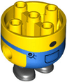 Lower Body, Rounded, Extra Wide, Short Legs with Blue Overalls, Black Shoes and Surprised Mouth Pattern