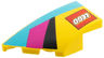 Wedge 4 x 2 Left No Studs with Black, Magenta, and Medium Azure Stripes, LEGO Logo Pattern