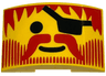 Slope, Curved 6 x 4 Double with Red Hair, Moustache, and Beard Lines, Black Eye Patch and Standard Grin Pattern (Pirate Face)