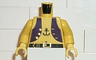 Torso Pirate Dark Purple Vest Open with Gold Buttons, Black Belt with Buckle, Anchor Tattoo, Navel Pattern / Yellow Arms / Yellow Hands