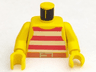 Torso Pirate Tank Top with Red and White Horizontal Stripes, Dark Orange Belt with Gold Buckle Pattern / Yellow Arms / Yellow Hands
