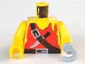 Torso Pirate Red Tank Top Tattered, Black Belts with Silver Buckles, Knife Pattern / Yellow Arms / Light Gray Hook Left / Yellow Hand Right