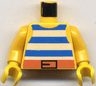Torso Pirate Tank Top with Blue and White Horizontal Stripes, Dark Orange Belt with Black Buckle Pattern / Yellow Arms / Yellow Hands